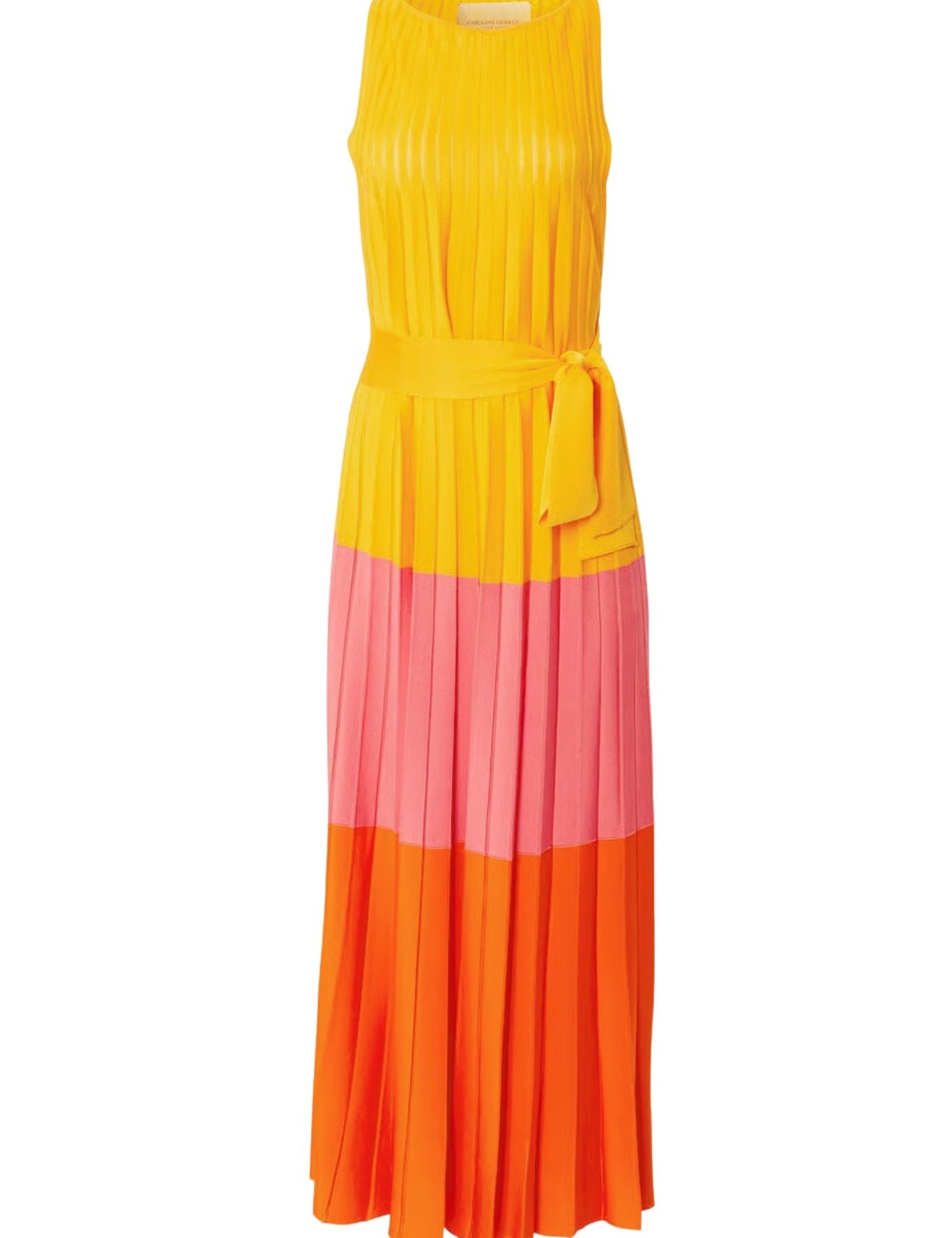 Carolina Herrera Pleated Knit Maxi Dress - Vermillion