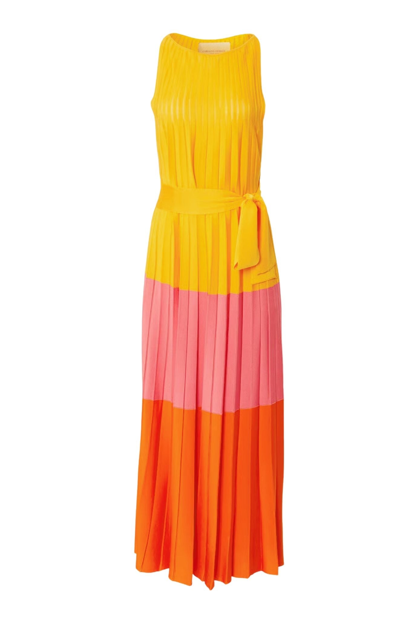 Carolina Herrera Pleated Knit Maxi Dress - Vermillion