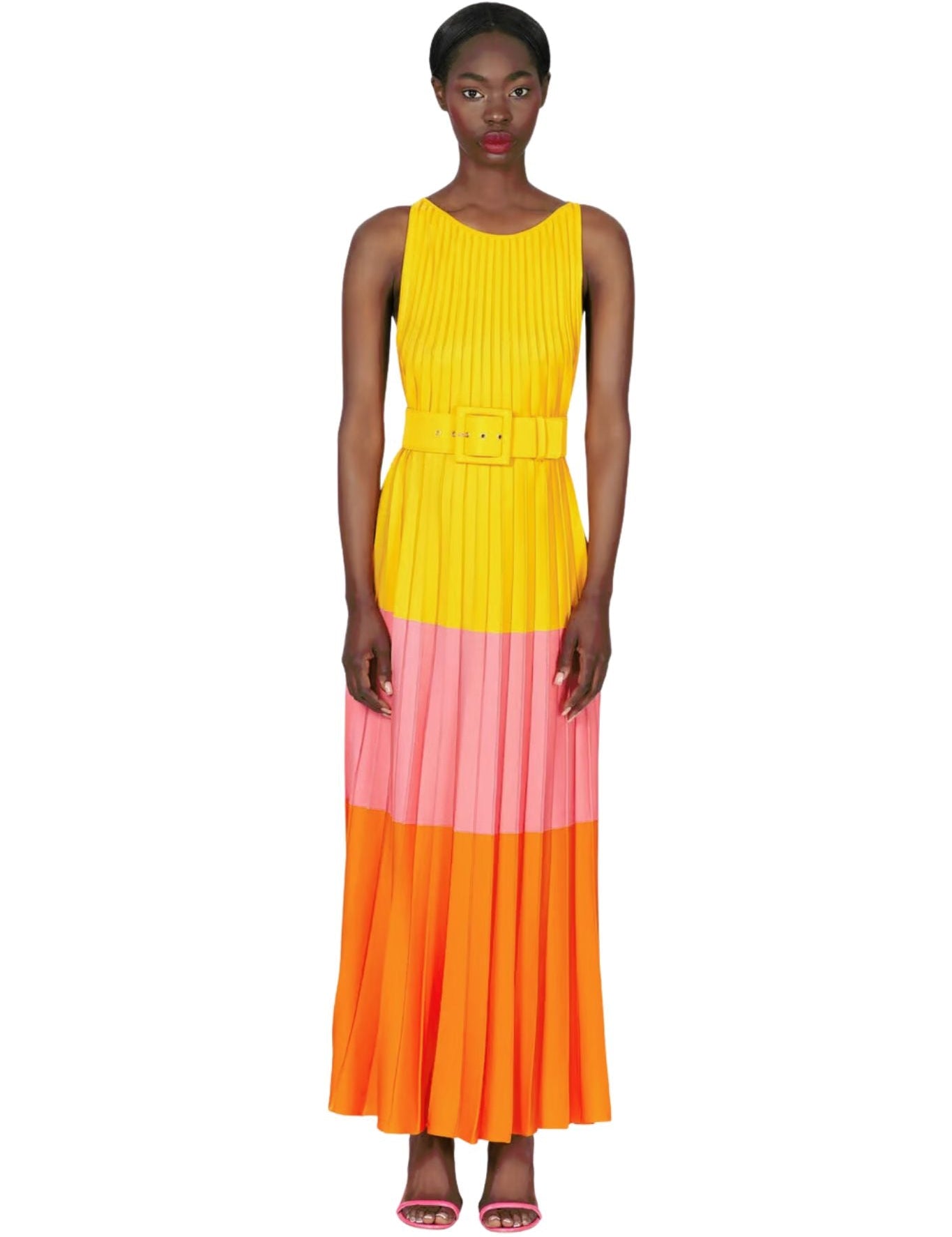 Carolina Herrera Pleated Knit Maxi Dress - Vermillion