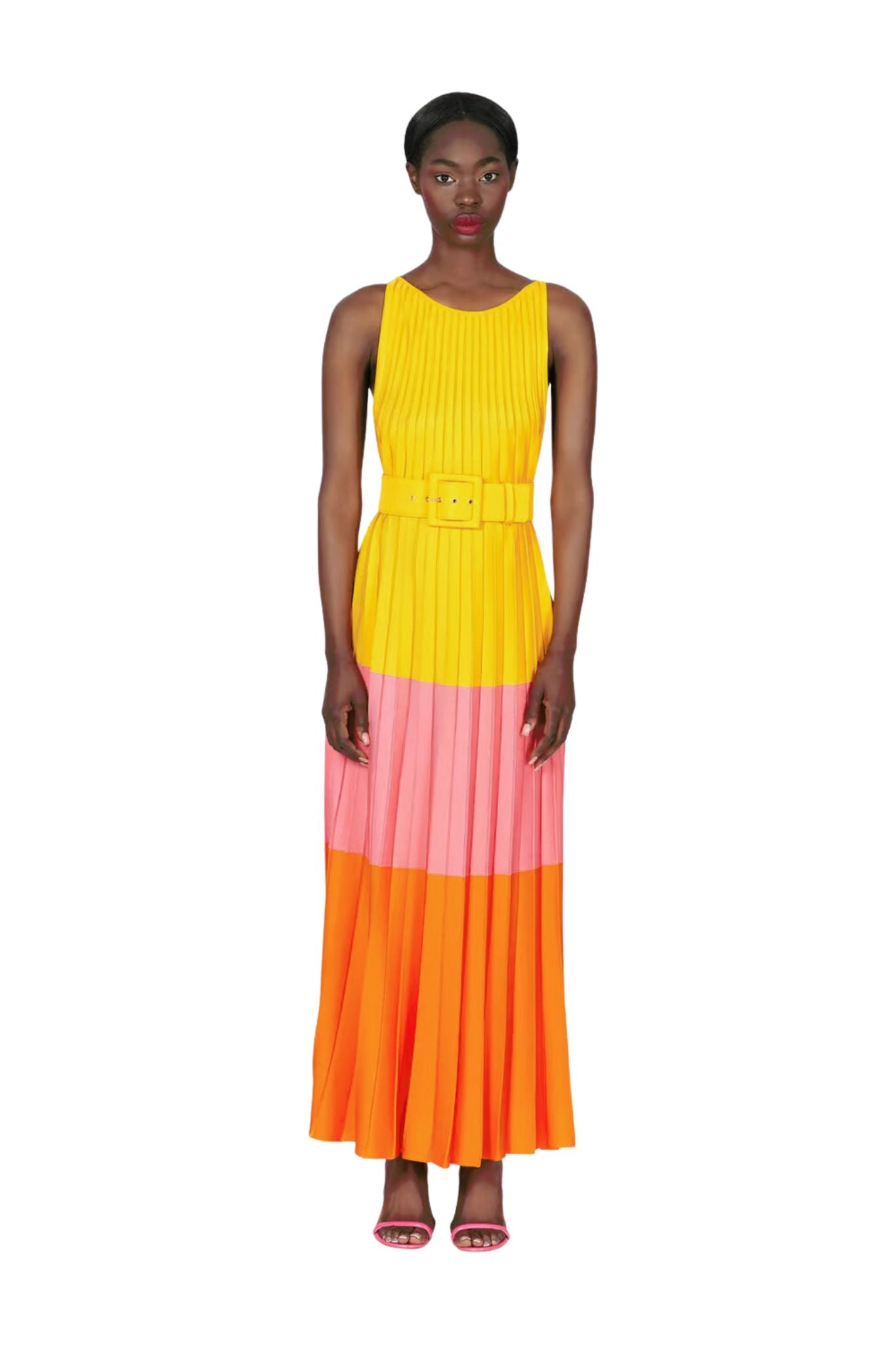 Carolina Herrera Pleated Knit Maxi Dress - Vermillion