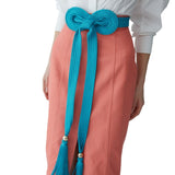 Carolina Herrera Satin Trapunto Belt - Vermillion