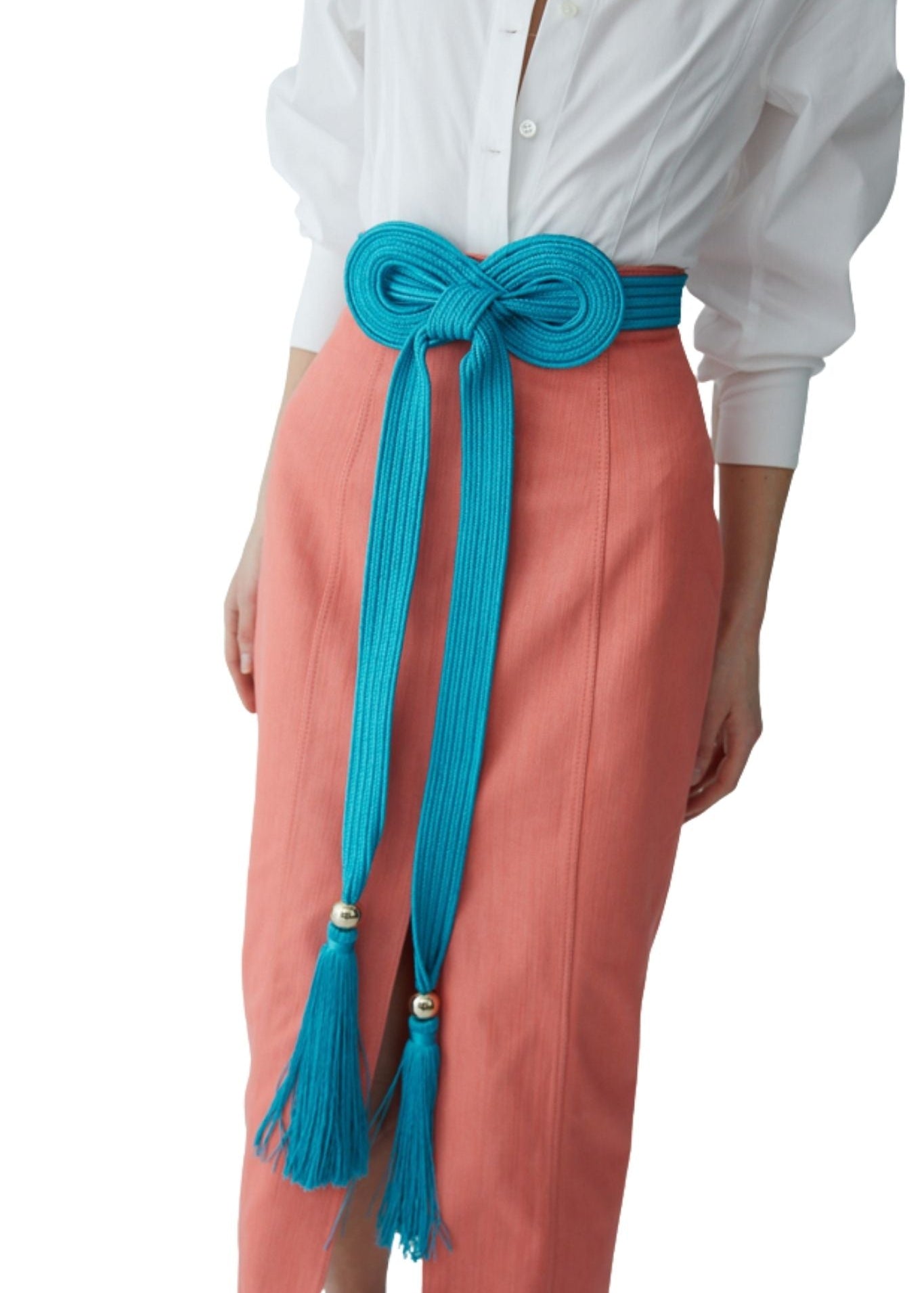 Carolina Herrera Satin Trapunto Belt - Vermillion