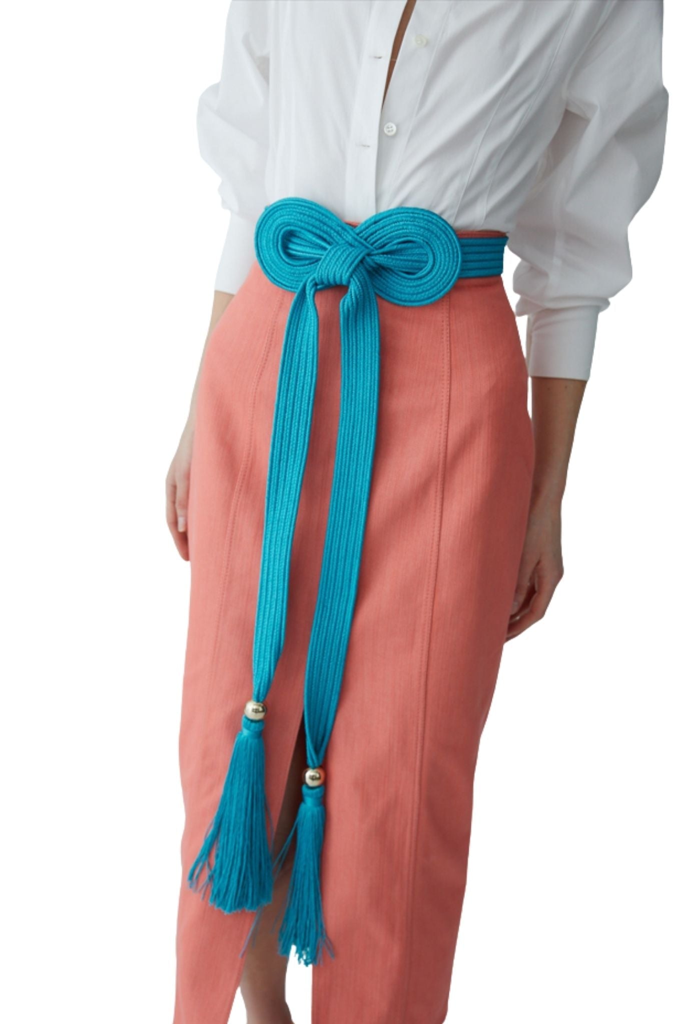 Carolina Herrera Satin Trapunto Belt - Vermillion