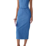 Carolina Herrera Scoop Neck Corseted Midi Pencil Dress - Vermillion