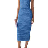 Carolina Herrera Scoop Neck Corseted Midi Pencil Dress - Vermillion