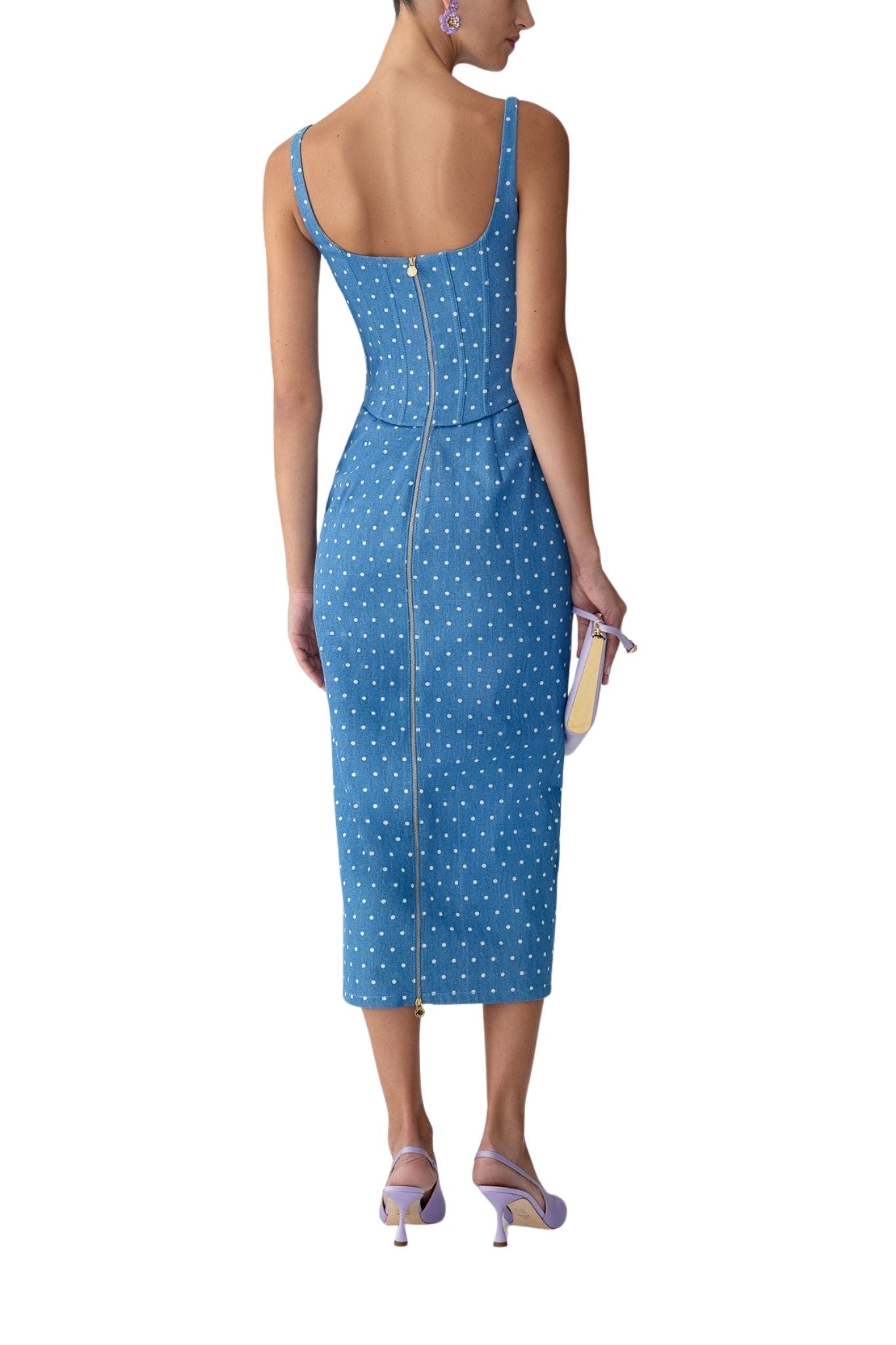 Carolina Herrera Scoop Neck Corseted Midi Pencil Dress - Vermillion