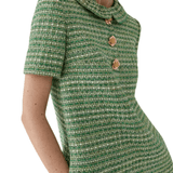 Carolina Herrera Short Sleeve Collared Shift Dress - Vermillion