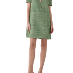 Carolina Herrera Short Sleeve Collared Shift Dress - Vermillion