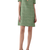 Carolina Herrera Short Sleeve Collared Shift Dress - Vermillion