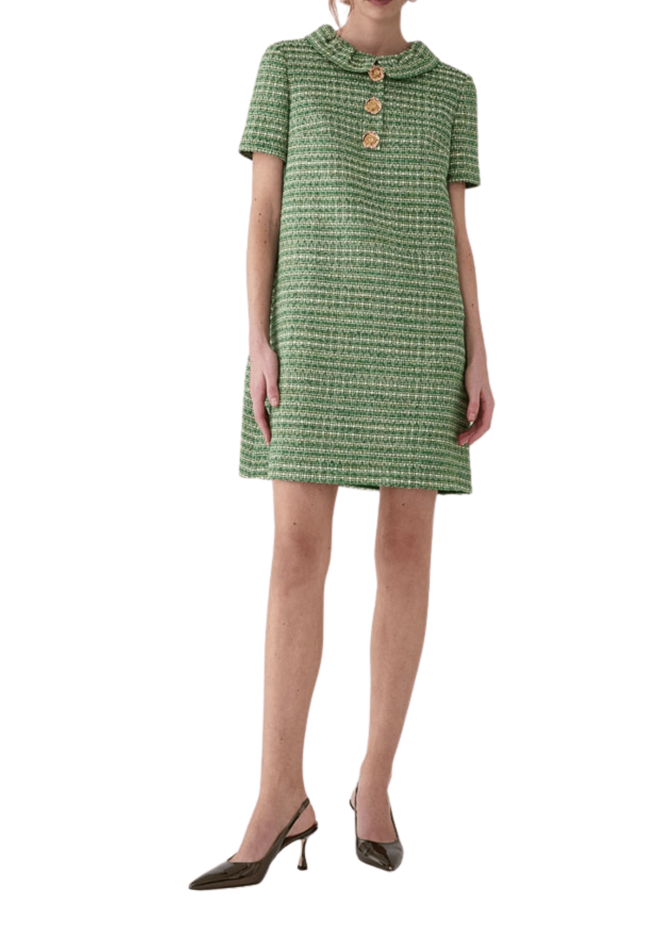 Carolina Herrera Short Sleeve Collared Shift Dress - Vermillion