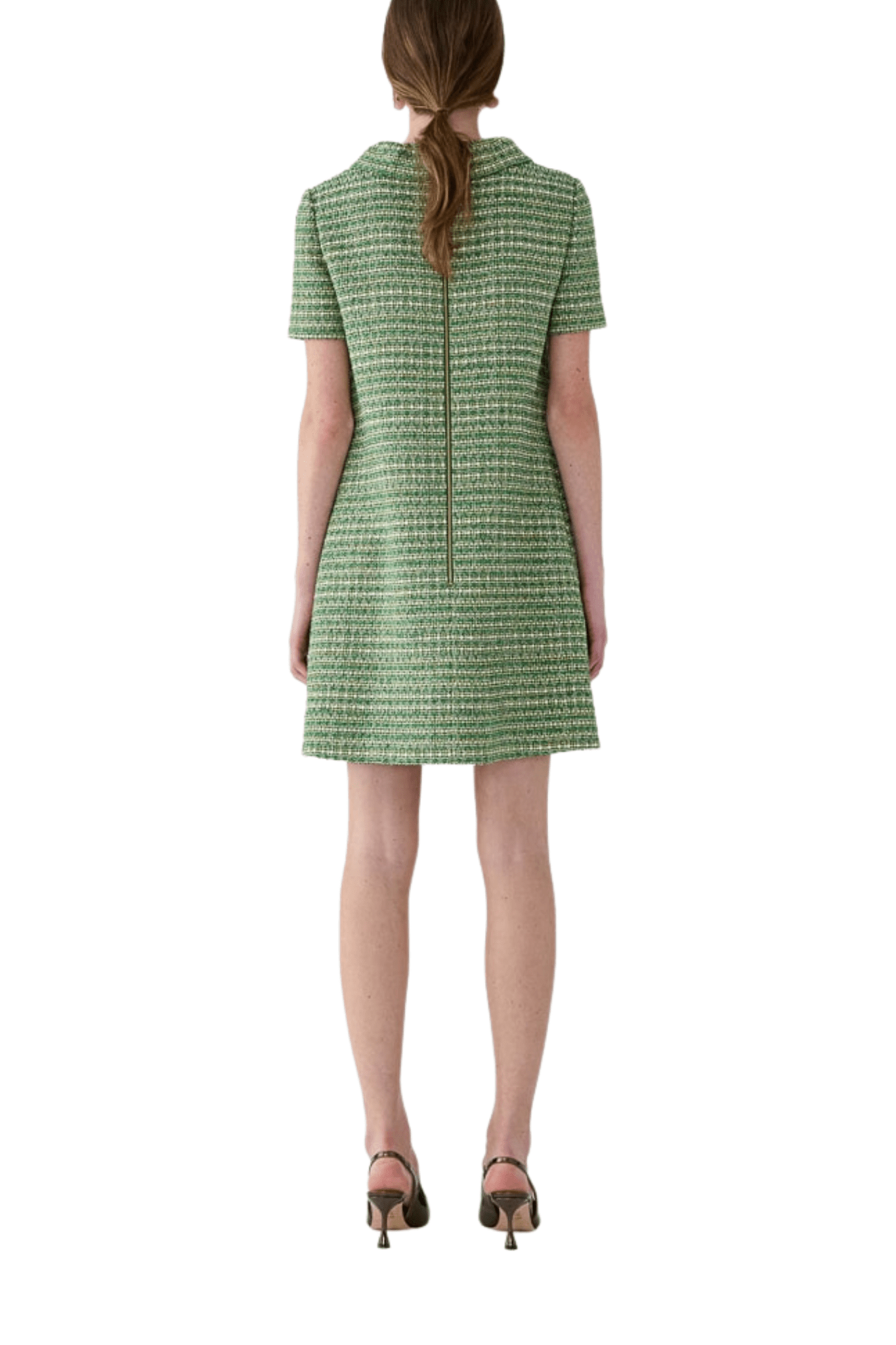 Carolina Herrera Short Sleeve Collared Shift Dress - Vermillion