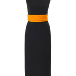 Carolina Herrera Sleeveless Crewneck Dress with Cumberbund Waist - Vermillion