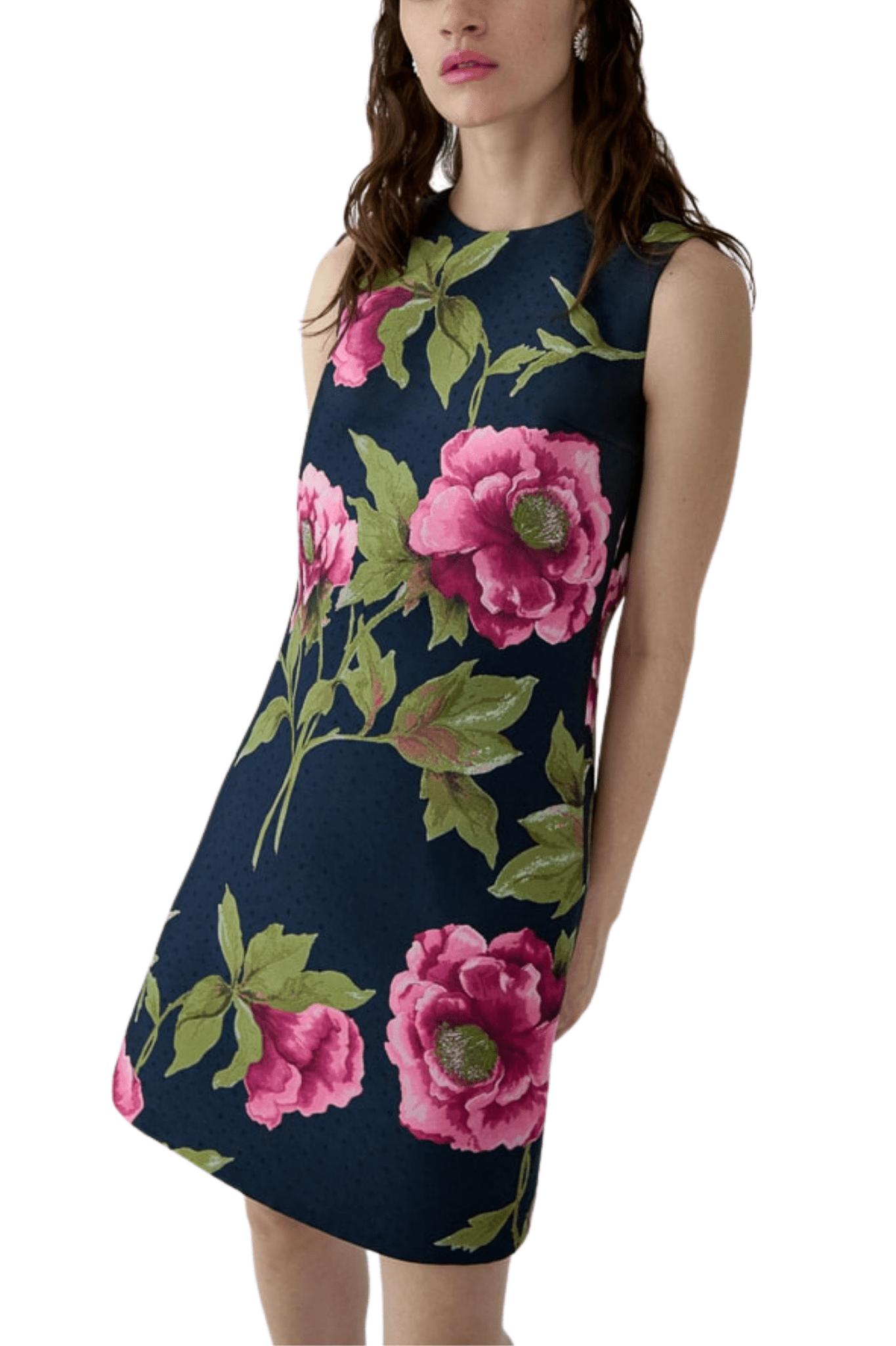 Carolina Herrera Sleeveless Crewneck Shift Dress - Vermillion