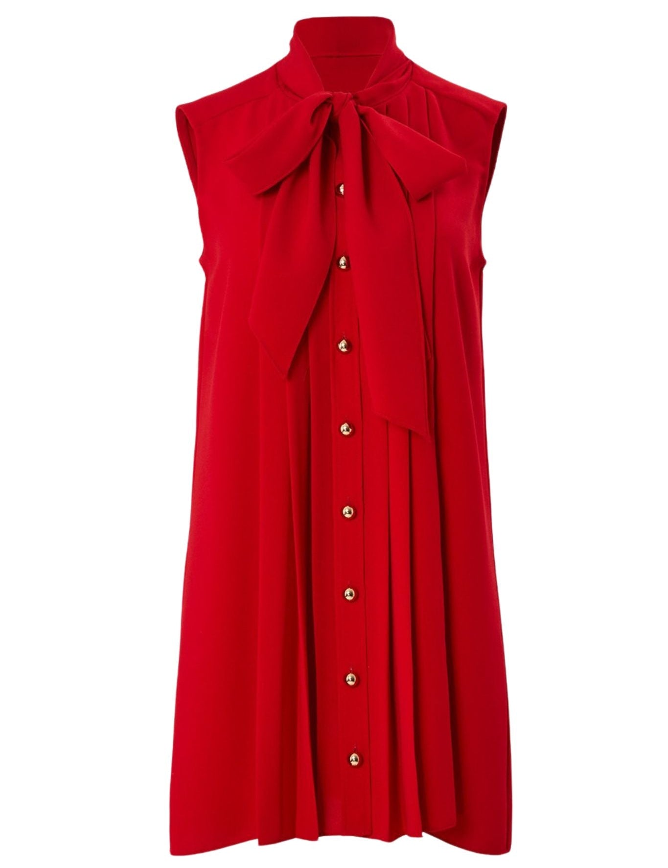 Carolina Herrera Sleeveless Pintucked Mini Dress - Vermillion