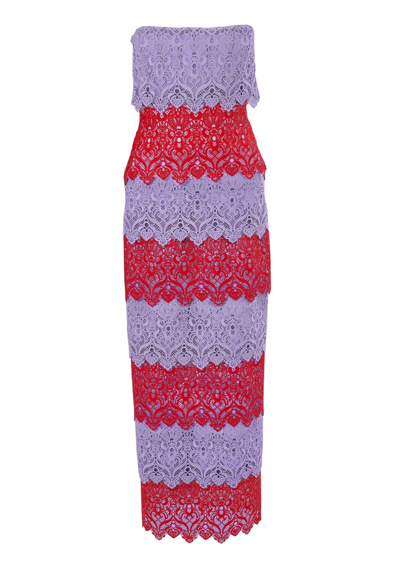 Carolina Herrera Strapless Ankle Length Dress - Vermillion