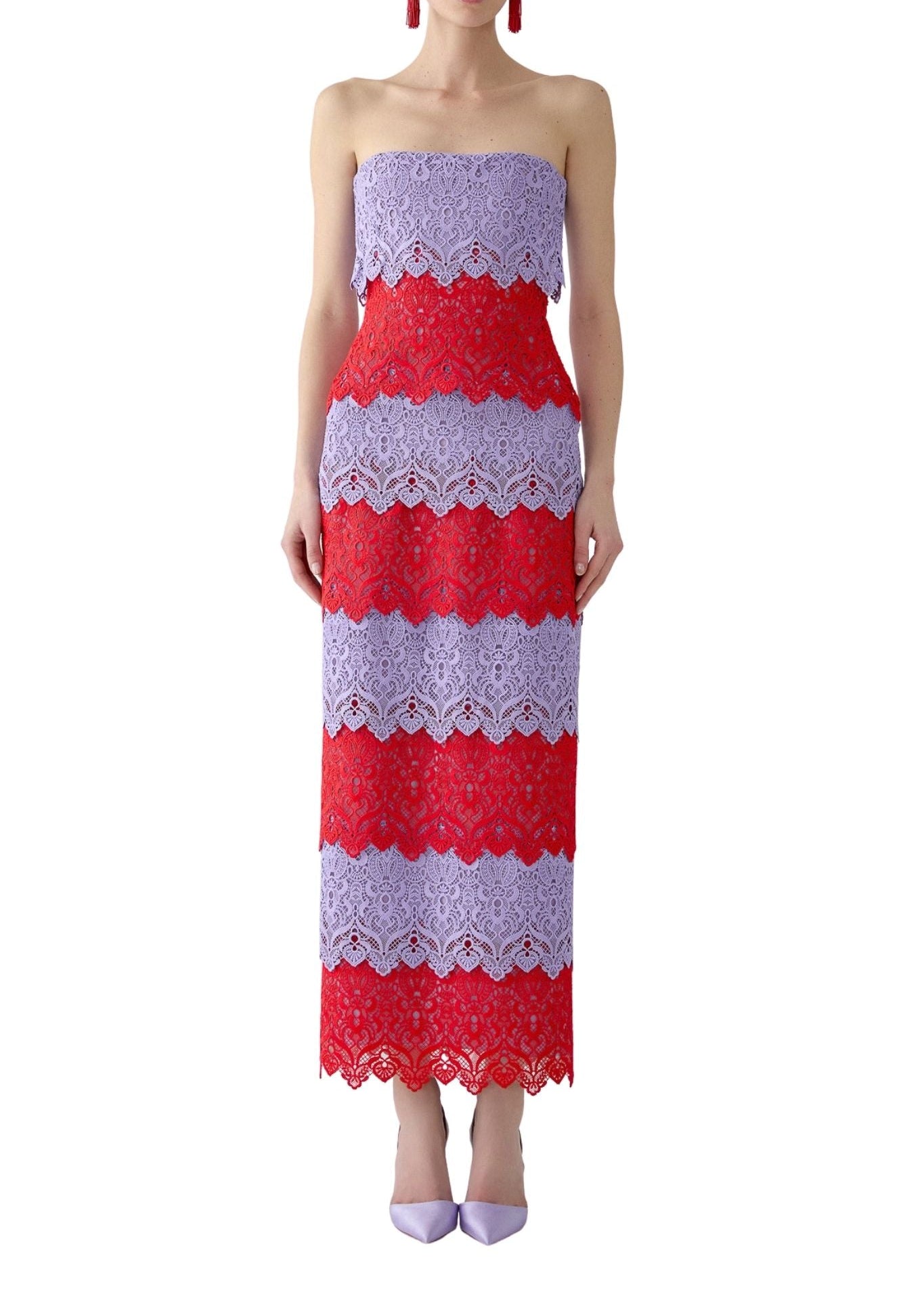 Carolina Herrera Strapless Ankle Length Dress - Vermillion
