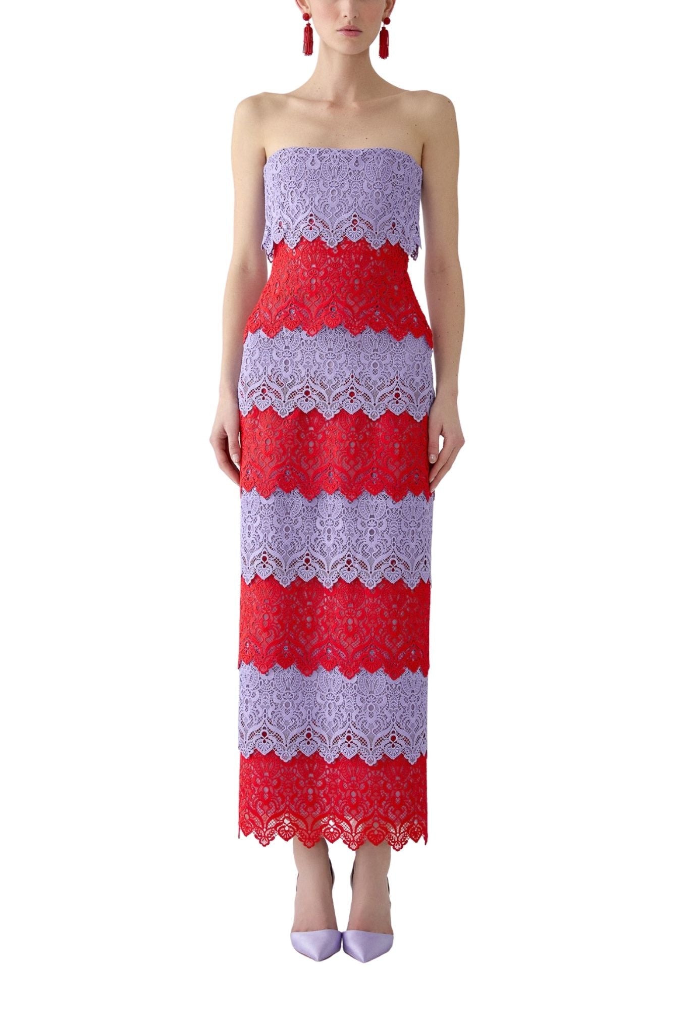 Carolina Herrera Strapless Ankle Length Dress - Vermillion