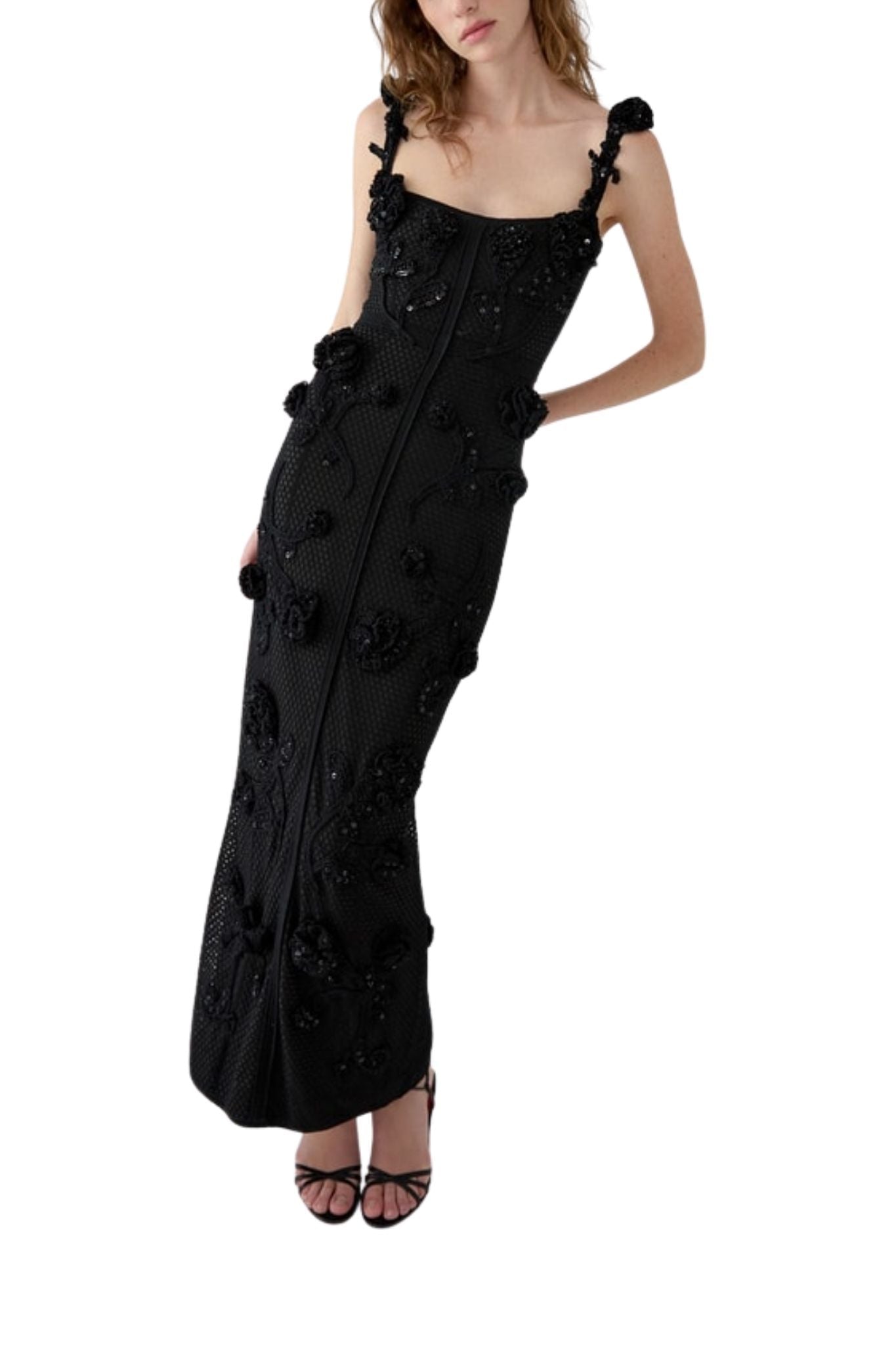 Carolina Herrera Thin Strap Crochet Dress - Vermillion