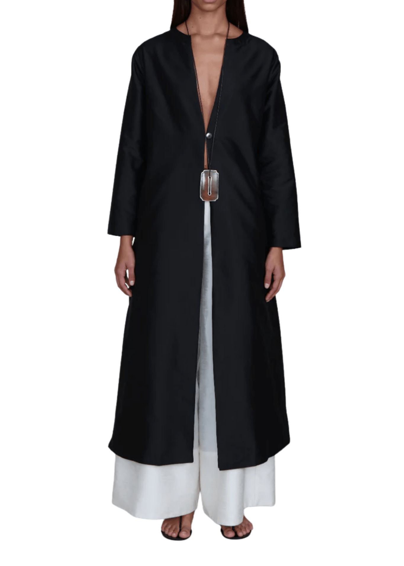 Chan Luu Techno Taffeta Collarless Coat - Vermillion