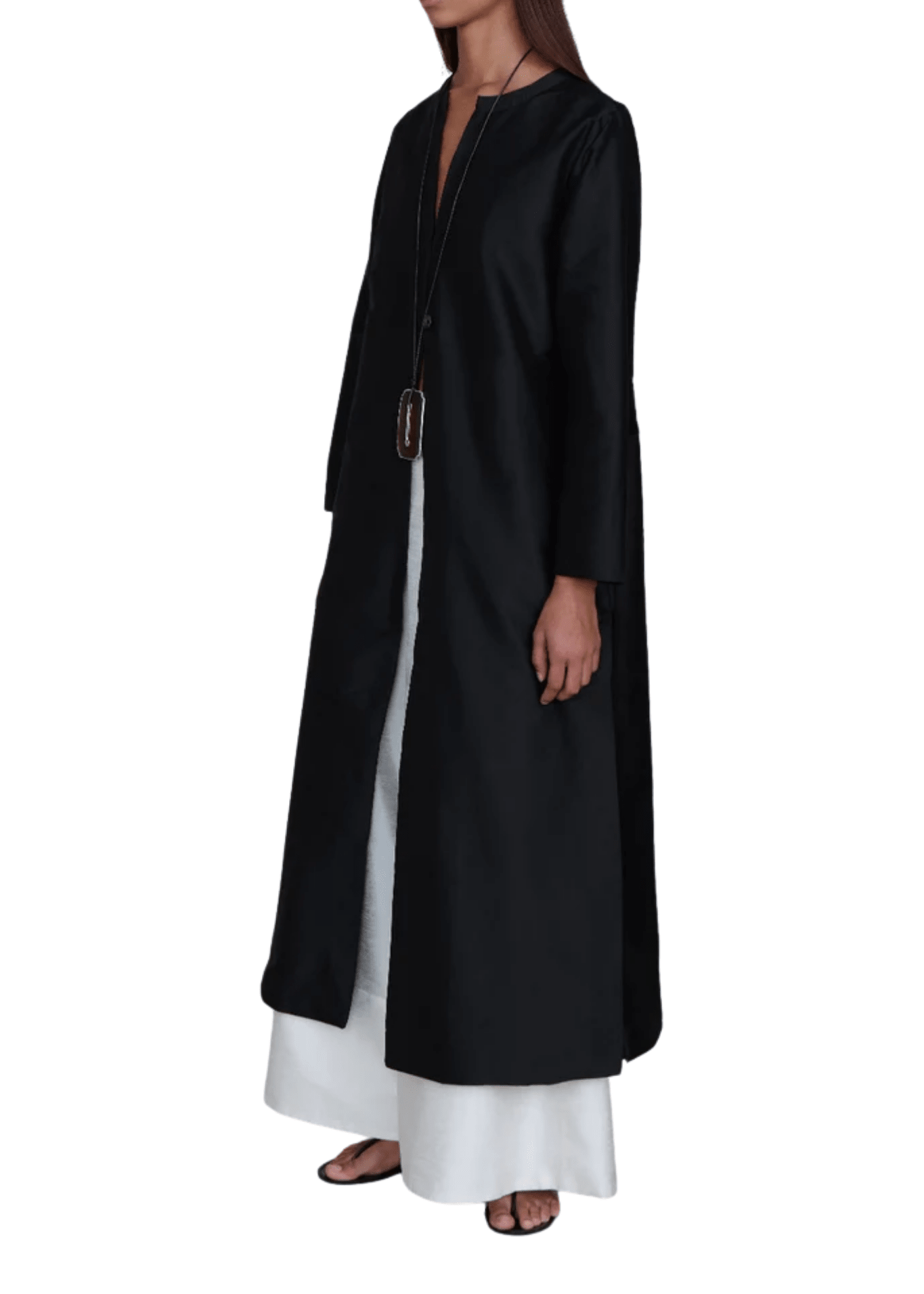 Chan Luu Techno Taffeta Collarless Coat - Vermillion