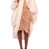 Chloe Coat High - Neck Oversized Cape Coat in Cotton Poplin - Vermillion