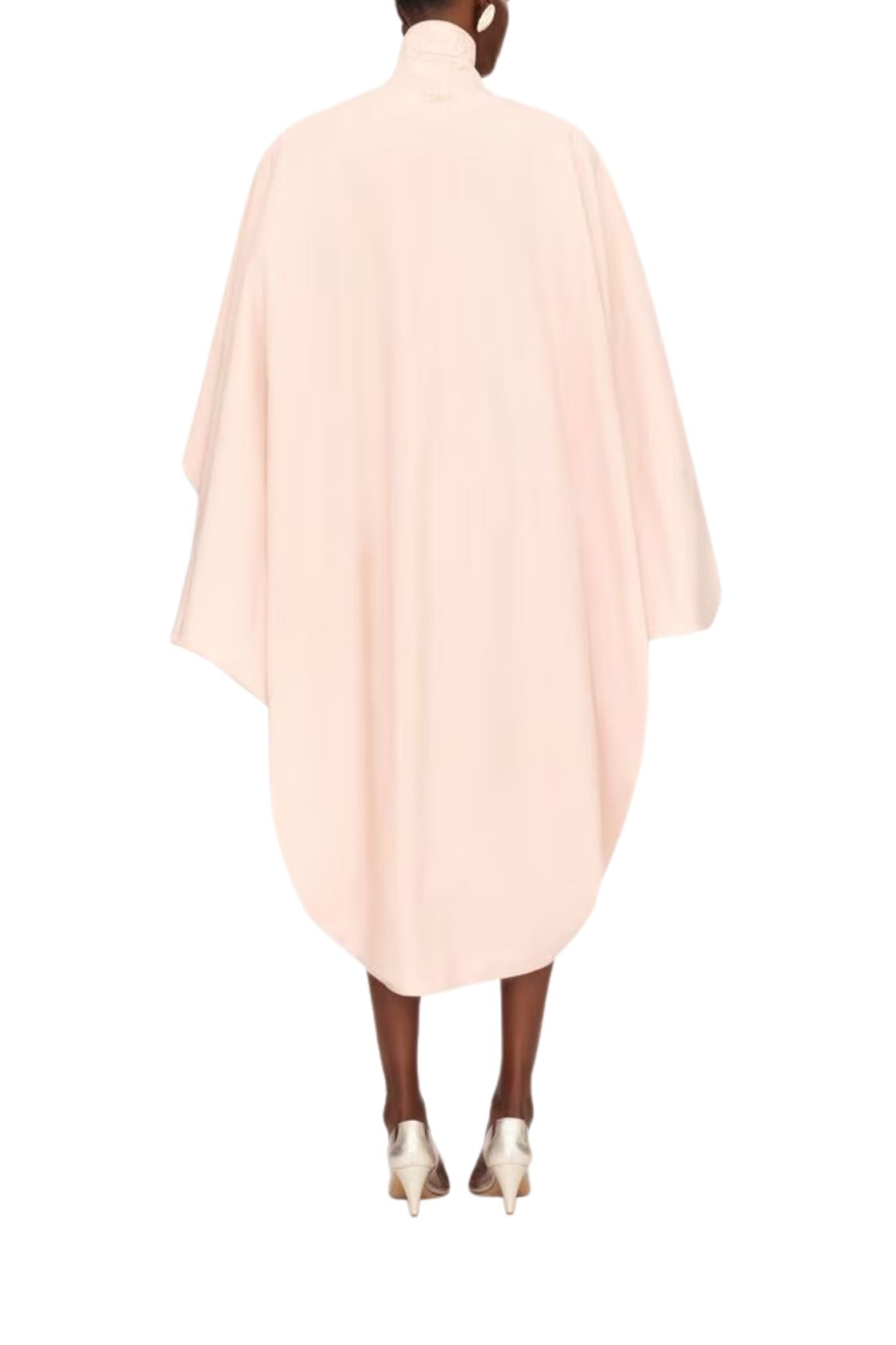 Chloe Coat High - Neck Oversized Cape Coat in Cotton Poplin - Vermillion