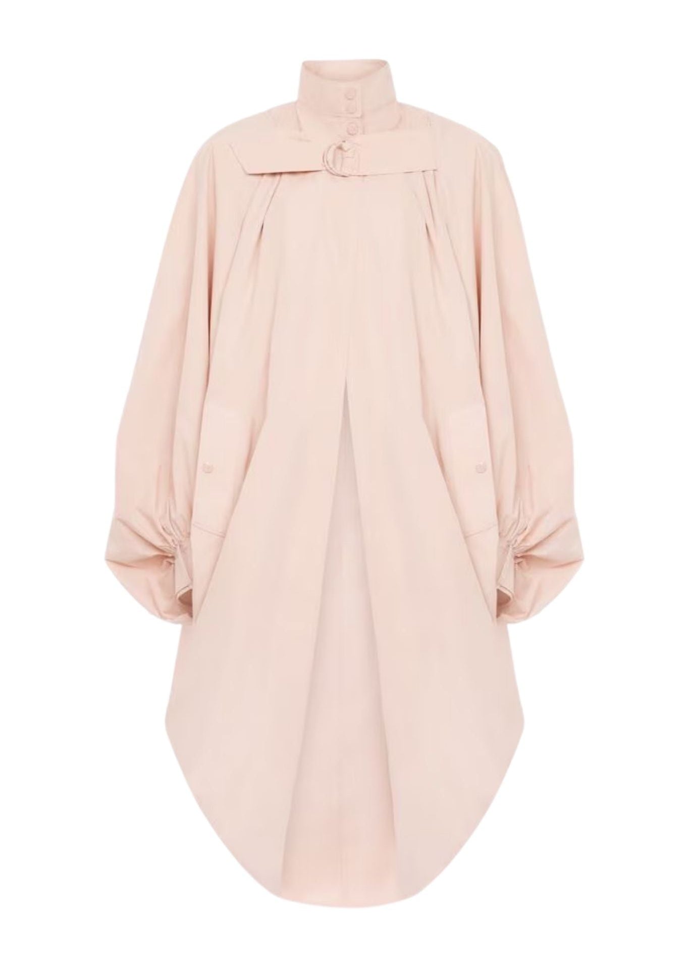 Chloe Coat High - Neck Oversized Cape Coat in Cotton Poplin - Vermillion
