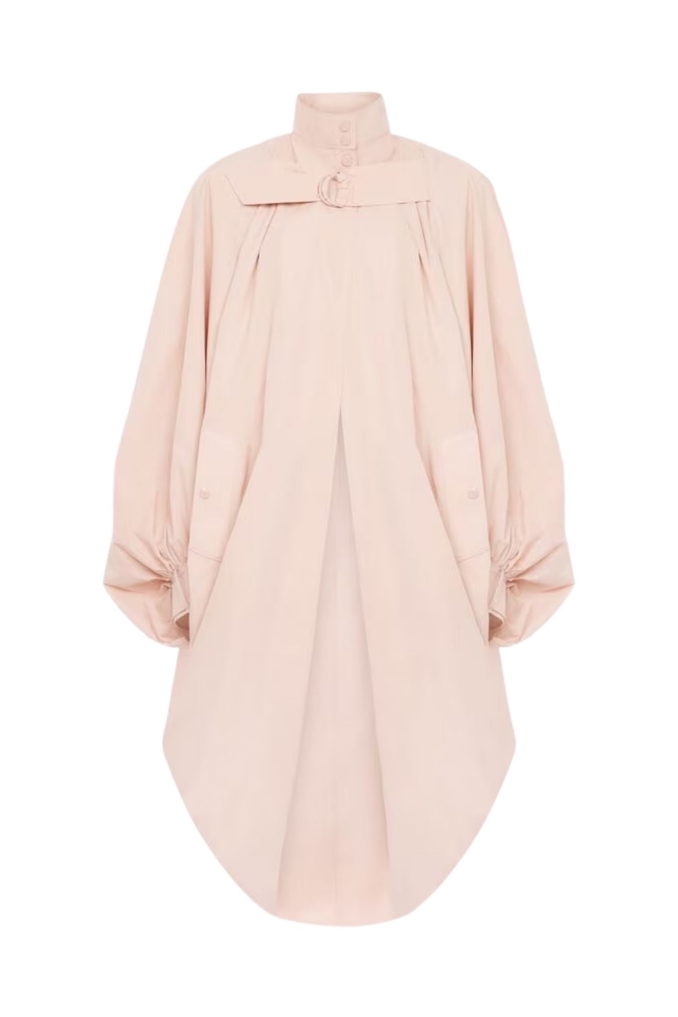 Chloe Coat High - Neck Oversized Cape Coat in Cotton Poplin - Vermillion