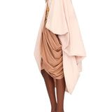 Chloe Coat High - Neck Oversized Cape Coat in Cotton Poplin - Vermillion