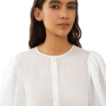 Chloe Collarless Blouse - Vermillion