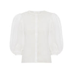 Chloe Collarless Blouse - Vermillion