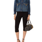 Chloe DV09 High - Neck Gathered Jacket in Denim - Vermillion