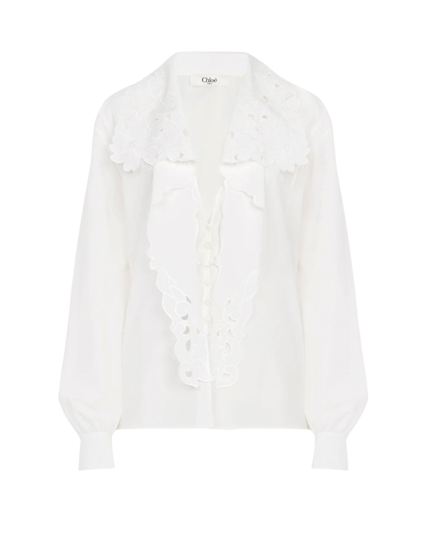 Chloe Embroidered Lavallière Shirt - Vermillion