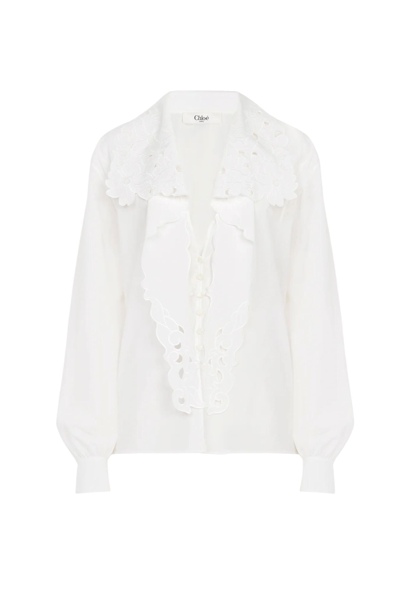 Chloe Embroidered Lavallière Shirt - Vermillion