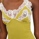 Chloe Fitted Mini Lingerie Dress In Stretch Nylon & Lace - Vermillion