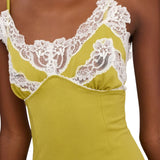 Chloe Fitted Mini Lingerie Dress In Stretch Nylon & Lace - Vermillion