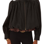 Chloe Gathered Boule Jacket in Cotton Canvas - Vermillion