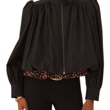 Chloe Gathered Boule Jacket in Cotton Canvas - Vermillion