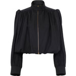 Chloe Gathered Boule Jacket in Cotton Canvas - Vermillion