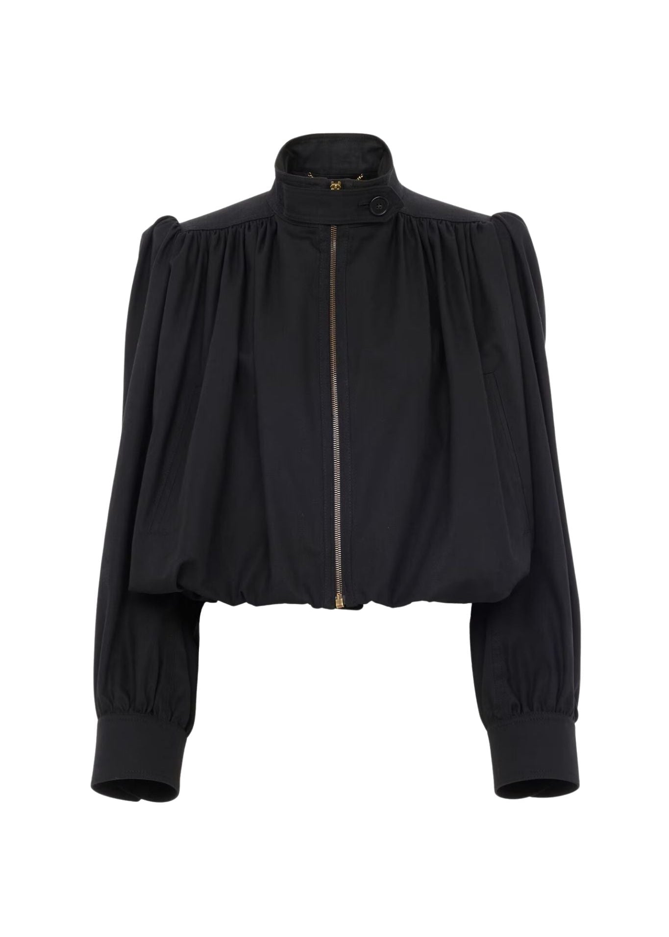 Chloe Gathered Boule Jacket in Cotton Canvas - Vermillion