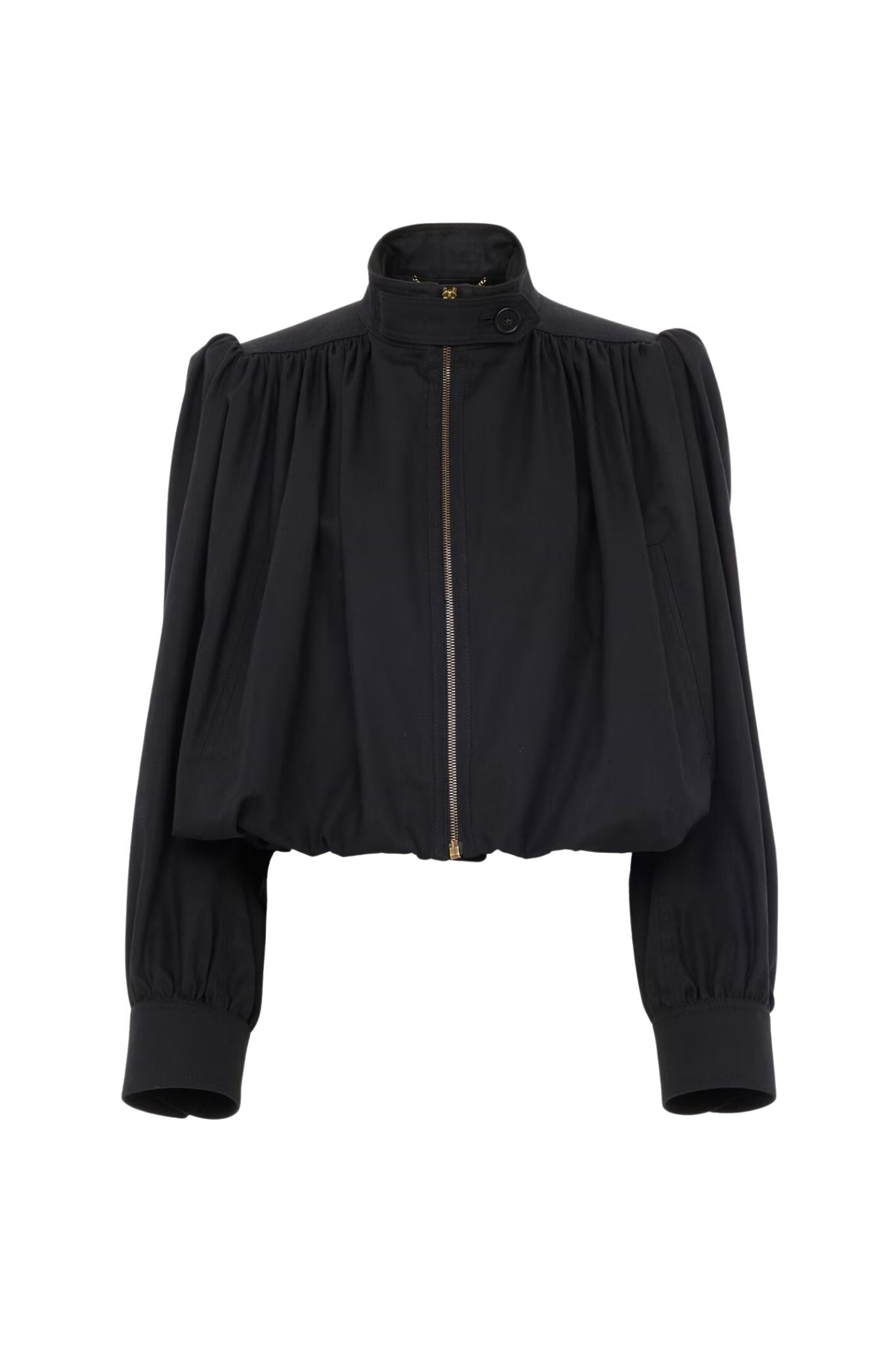 Chloe Gathered Boule Jacket in Cotton Canvas - Vermillion