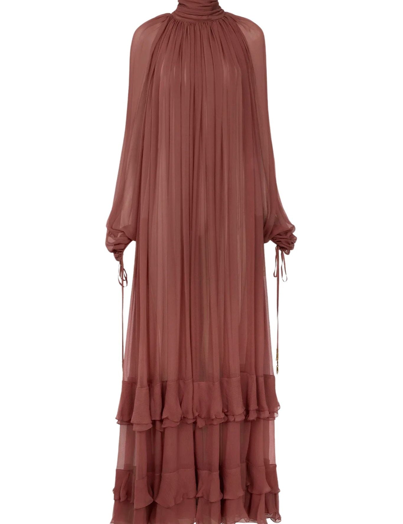 Chloe Gathered Long Dress - Vermillion