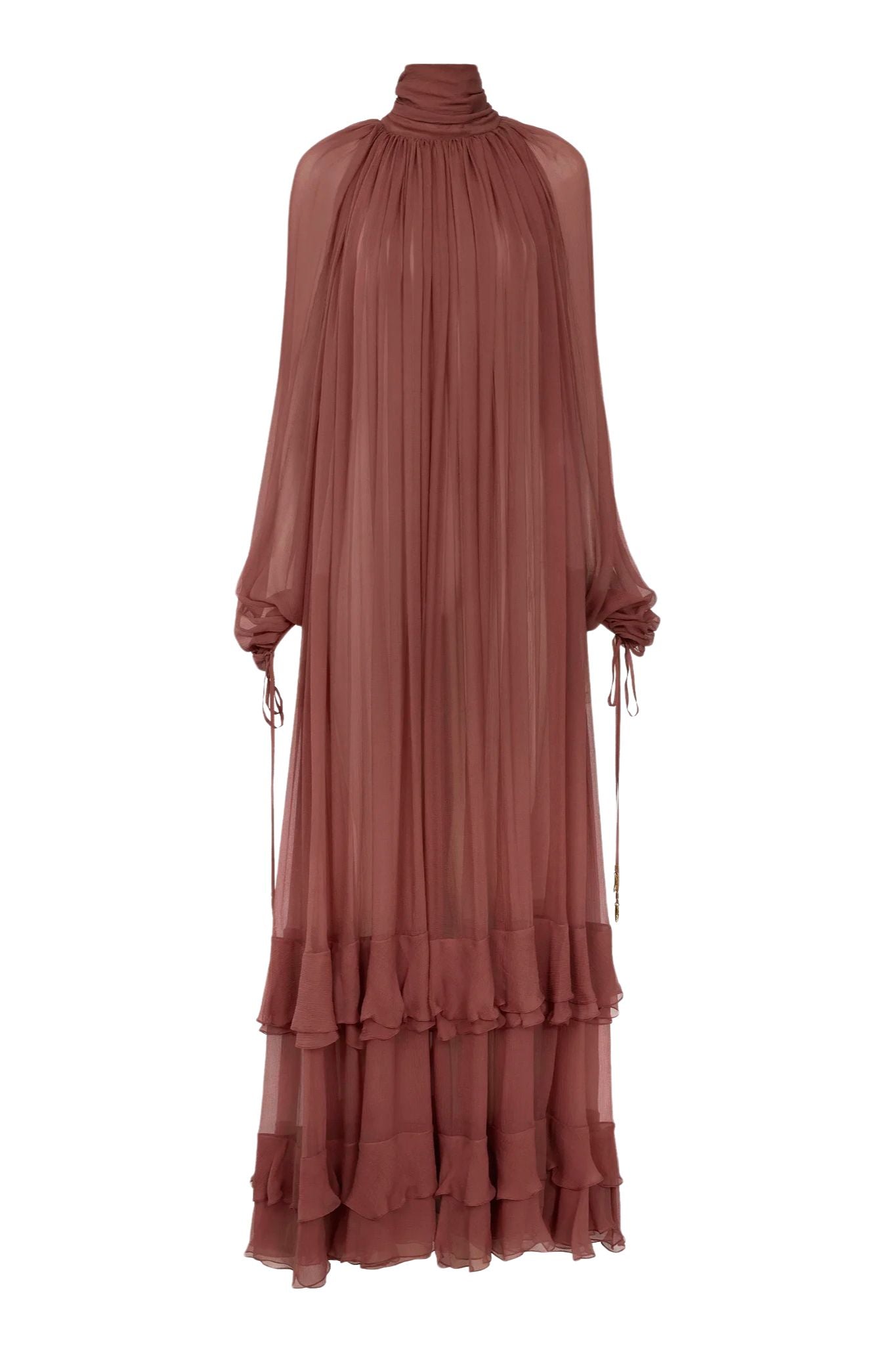 Chloe Gathered Long Dress - Vermillion