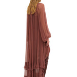 Chloe Gathered Long Dress - Vermillion