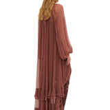 Chloe Gathered Long Dress - Vermillion