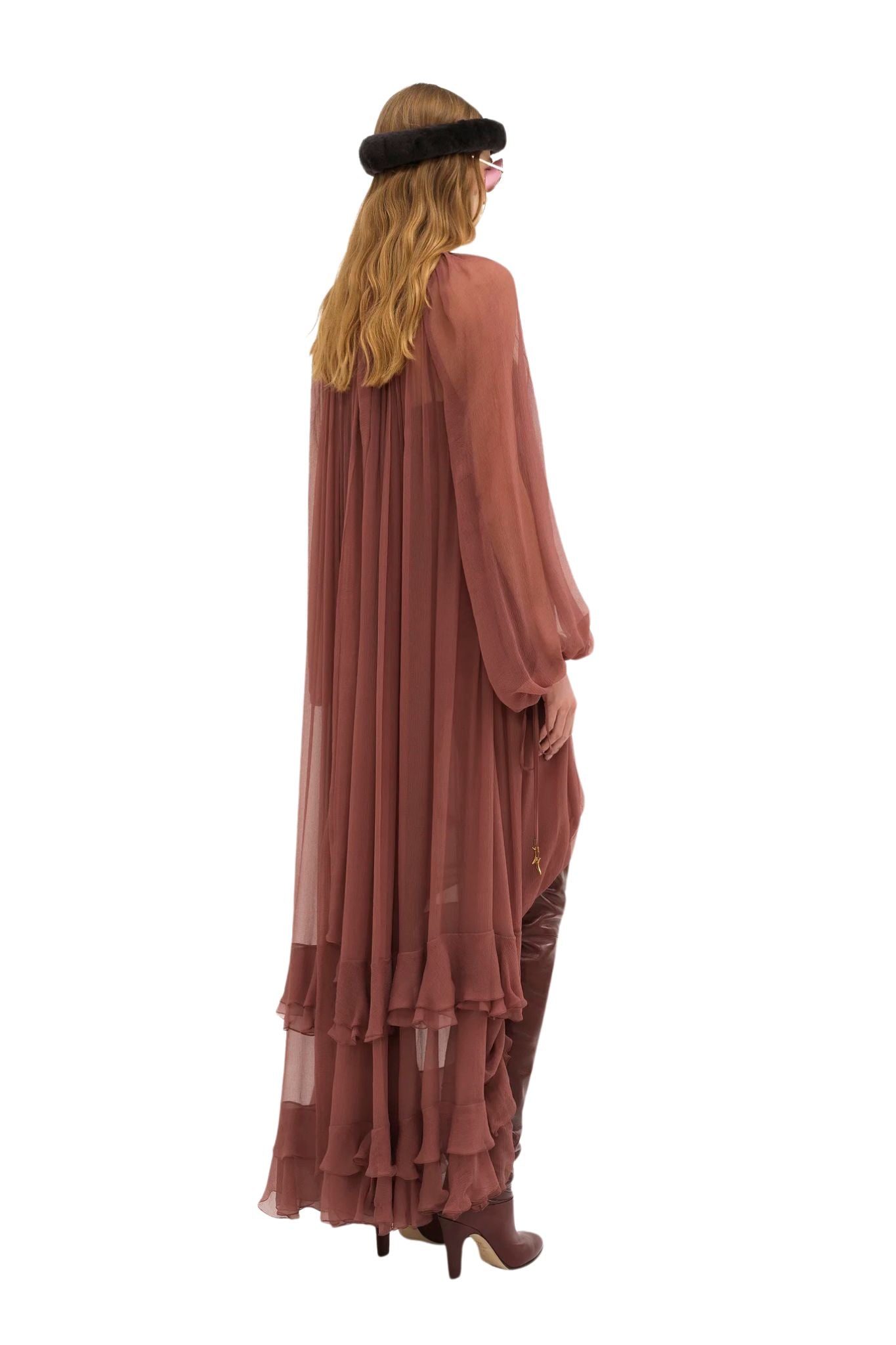 Chloe Gathered Long Dress - Vermillion