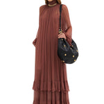 Chloe Gathered Long Dress - Vermillion