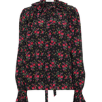 Chloe H170 Tie-Front Ruffled Blouse in Crêpe de Chine - Vermillion