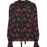 Chloe H170 Tie-Front Ruffled Blouse in Crêpe de Chine - Vermillion