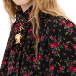Chloe H170 Tie-Front Ruffled Blouse in Crêpe de Chine - Vermillion